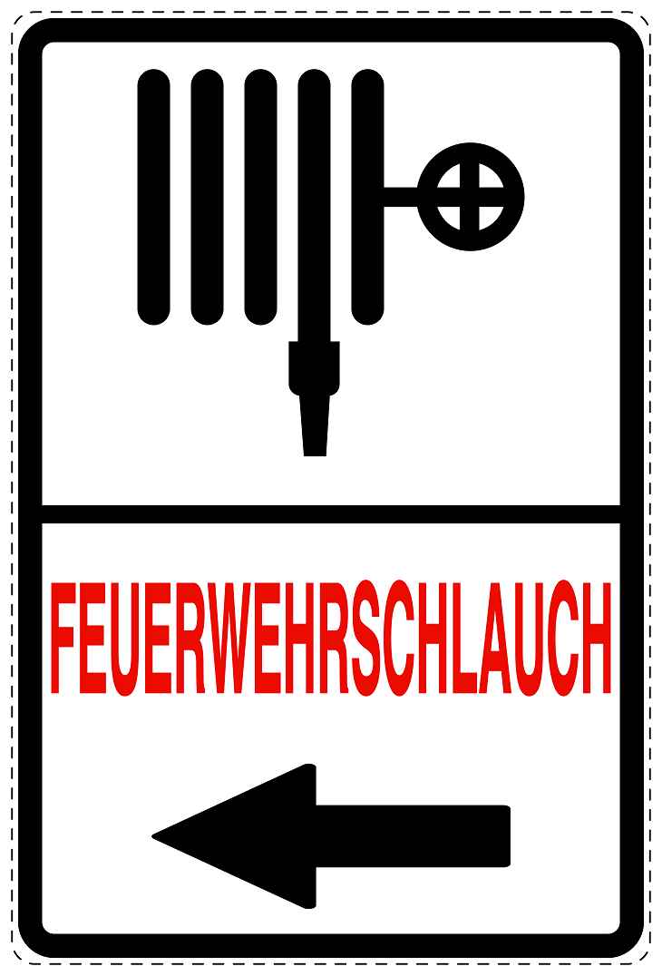 Feuer- Rettungsaufkleber "Feuerwehrschlauch in Pfeilrichtung" 10-40 cm LO-SIF-2760-0