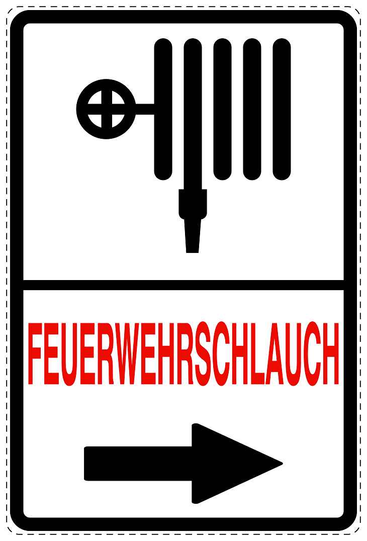 Feuer- Rettungsaufkleber "Feuerwehrschlauch in Pfeilrichtung" 10-40 cm LO-SIF-2770-0