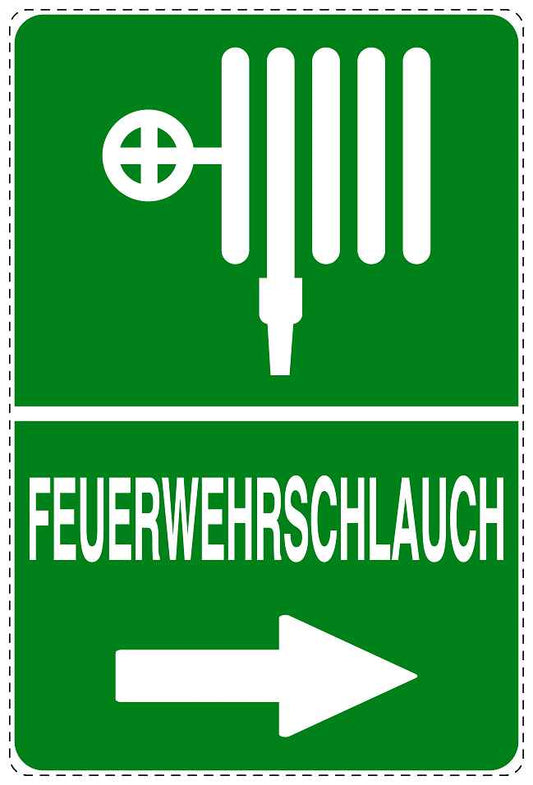 Feuer- Rettungsaufkleber "Feuerwehrschlauch in Pfeilrichtung" 10-40 cm LO-SIF-2770-54