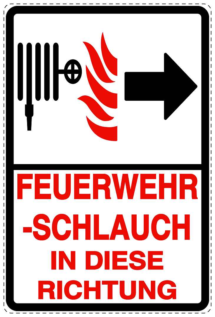 Feuer- Rettungsaufkleber "Feuerwehrschlauch in Pfeilrichtung" 10-40 cm LO-SIF-2830-0