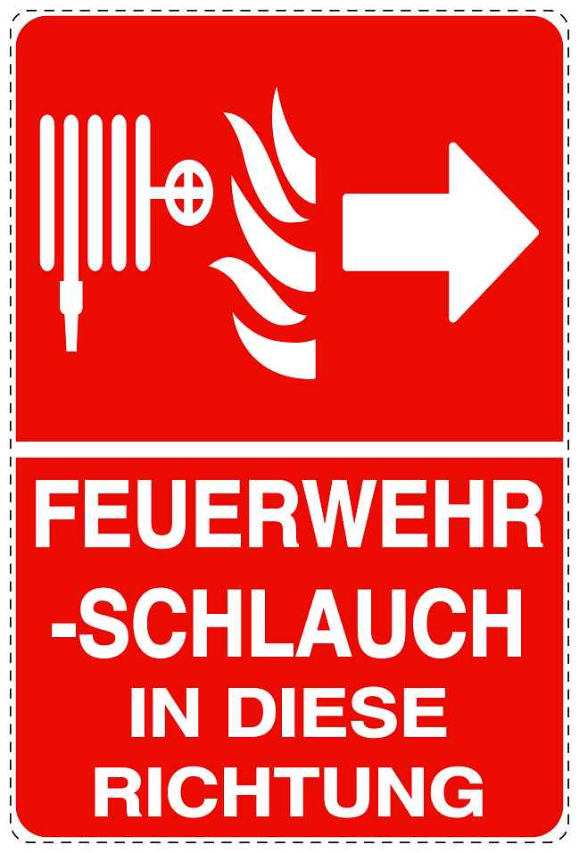 Feuerlöscher Aufkleber "Feuerwehrschlauch in Pfeilrichtung" 10-40 cm LO-SIF-2830-14