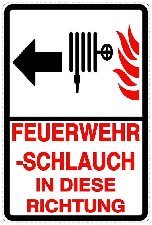 Feuer- Rettungsaufkleber "Feuerwehrschlauch in Pfeilrichtung" 10-40 cm LO-SIF-2840-0