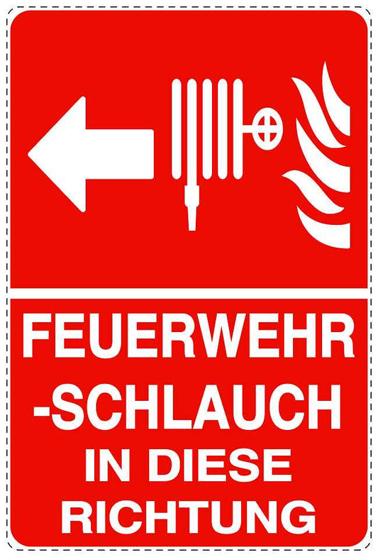 Feuerlöscher Aufkleber "Feuerwehrschlauch in Pfeilrichtung" 10-40 cm LO-SIF-2840-14