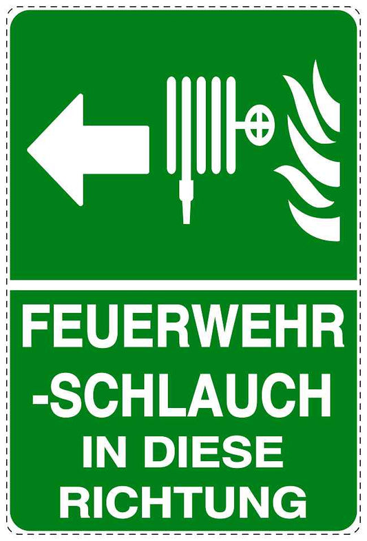 Feuer- Rettungsaufkleber "Feuerwehrschlauch in Pfeilrichtung" 10-40 cm LO-SIF-2840-54