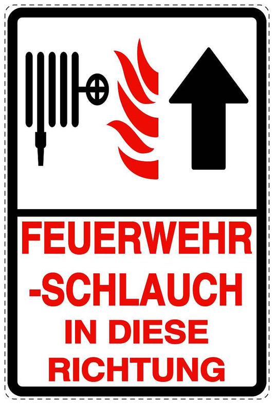 Feuer- Rettungsaufkleber "Feuerwehrschlauch in Pfeilrichtung" 10-40 cm LO-SIF-2850-0