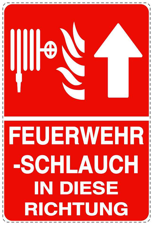 Feuerlöscher Aufkleber "Feuerwehrschlauch in Pfeilrichtung" 10-40 cm LO-SIF-2850-14