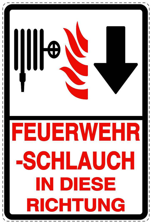 Feuer- Rettungsaufkleber "Feuerwehrschlauch in Pfeilrichtung" 10-40 cm LO-SIF-2860-0
