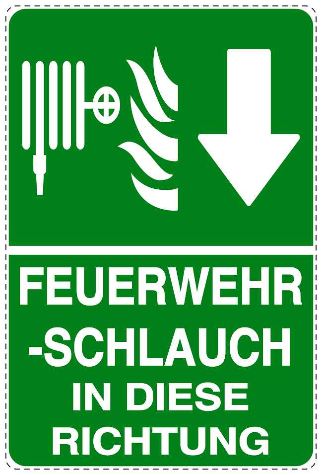 Feuer- Rettungsaufkleber "Feuerwehrschlauch in Pfeilrichtung" 10-40 cm LO-SIF-2860-54