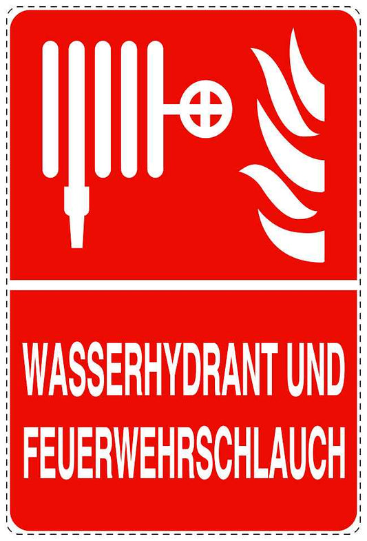 Feuerlöscher Aufkleber "Wasserhydrant und Feuerwehrschlauch" 10-40 cm LO-SIF-2870-14