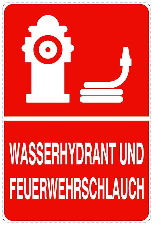 Feuerlöscher Aufkleber "Wasserhydrant und Feuerwehrschlauch" 10-40 cm LO-SIF-2880-14