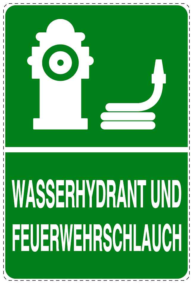 Feuer- Rettungsaufkleber "Wasserhydrant und Feuerwehrschlauch" 10-40 cm LO-SIF-2880-54