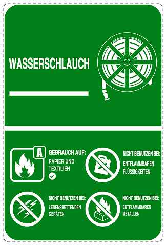 Feuer- Rettungsaufkleber "Wasserschlauch" 10-40 cm LO-SIF-2950-54