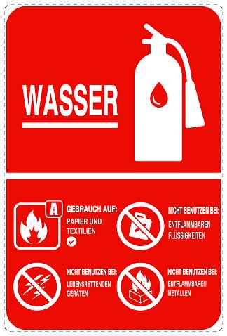 Feuerlöscher Aufkleber "Feuerlöscher Wasser - Instruktionen" 10-40 cm LO-SIF-2960-14