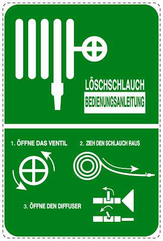 Feuer- Rettungsaufkleber "Löschschlauch - Bedienungsanleitung" 10-40 cm LO-SIF-4010-54