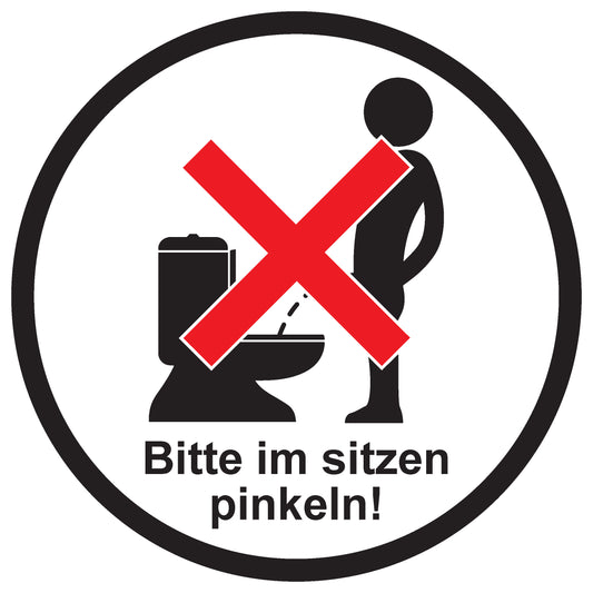Toiletten Aufkleber  "Bitte im Sitzen pinkeln!" LO-TOILET-10100-10-0