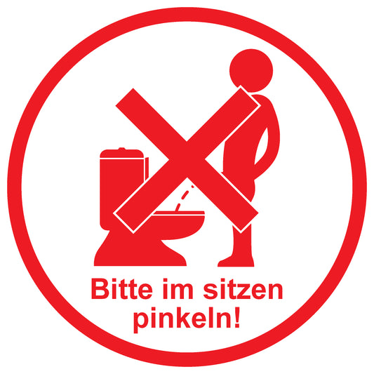 Toiletten Aufkleber  "Bitte im Sitzen pinkeln!" LO-TOILET-10100-10-14