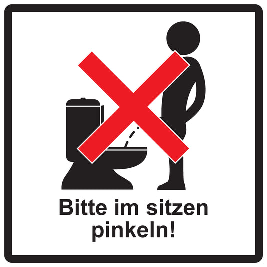 Toiletten Aufkleber  "Bitte im Sitzen pinkeln!" LO-TOILET-10100-13-0