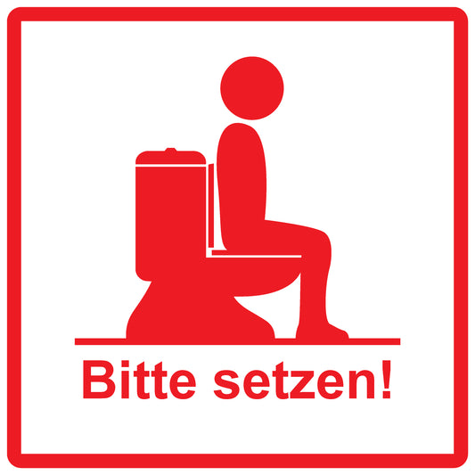 Toiletten Aufkleber  "Bitte im Sitzen pinkeln!" LO-TOILET-10300-13-14