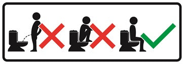 Toiletten Aufkleber  "Bitte im Sitzen pinkeln!" LO-TOILET-10500-15x5-0