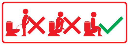 Toiletten Aufkleber  "Bitte im Sitzen pinkeln!" LO-TOILET-10500-15x5-14
