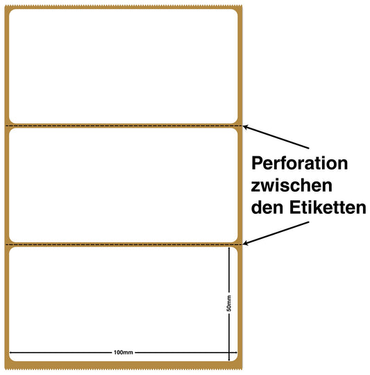 1000 Thermotransfer Etiketten Papier, 100x50mm weiß selbstklebend ES-TT100x50-0