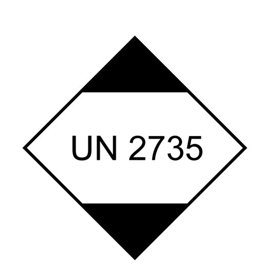 UN-Gefahrstoffetikett "2735" 10x10 cm aus Papier oder Plastik ES-UN-PA-2735-10