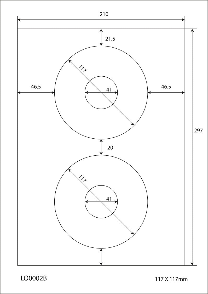 200 farbige Universaletiketten 117mm rund, auf 100 Din A4 Bogen, matt, selbstklebend