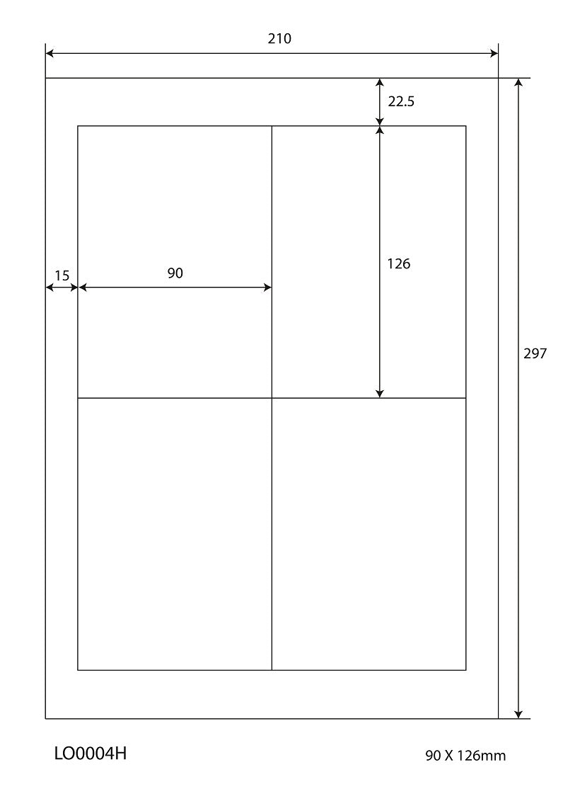 400 Universaletiketten 90x126mm, auf 100 Din A4 Bogen, glänzend, selbstklebend