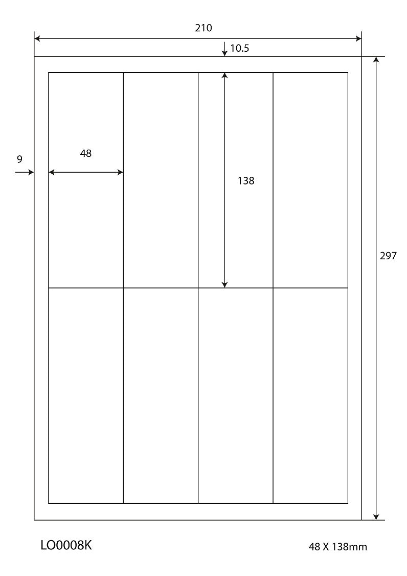 800 Universaletiketten 48x138mm, auf 100 Din A4 Bogen, matt, selbstklebend