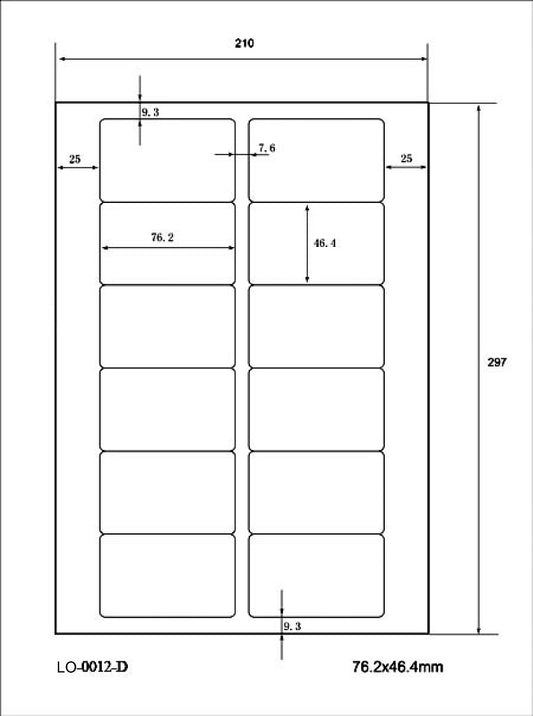 1200 farbige Universaletiketten 76,2x46,4mm, auf 100 Din A4 Bogen, matt, selbstklebend