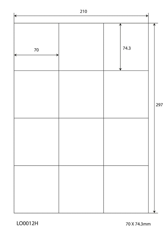 1200 farbige Universaletiketten 70x74,3mm, auf 100 Din A4 Bogen, matt, selbstklebend