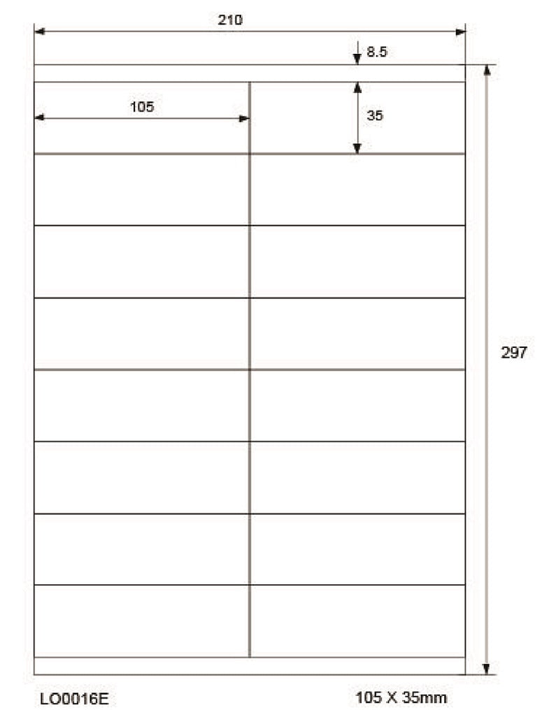 1600 farbige Universaletiketten 105x35mm, auf 100 Din A4 Bogen, matt, selbstklebend