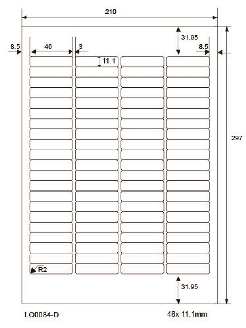 8400 Aufkleber 46x11,1mm bedruckt nach Ihren Wünschen matt oder glänzend ES-0084-D