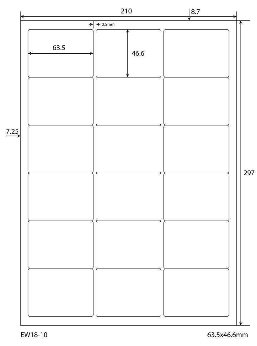 9000 Universaletiketten 63,5x46,6mm, auf 500 Din A4 Bogen, matt, selbstklebend, 70g EW18-10 von Etikettenworld