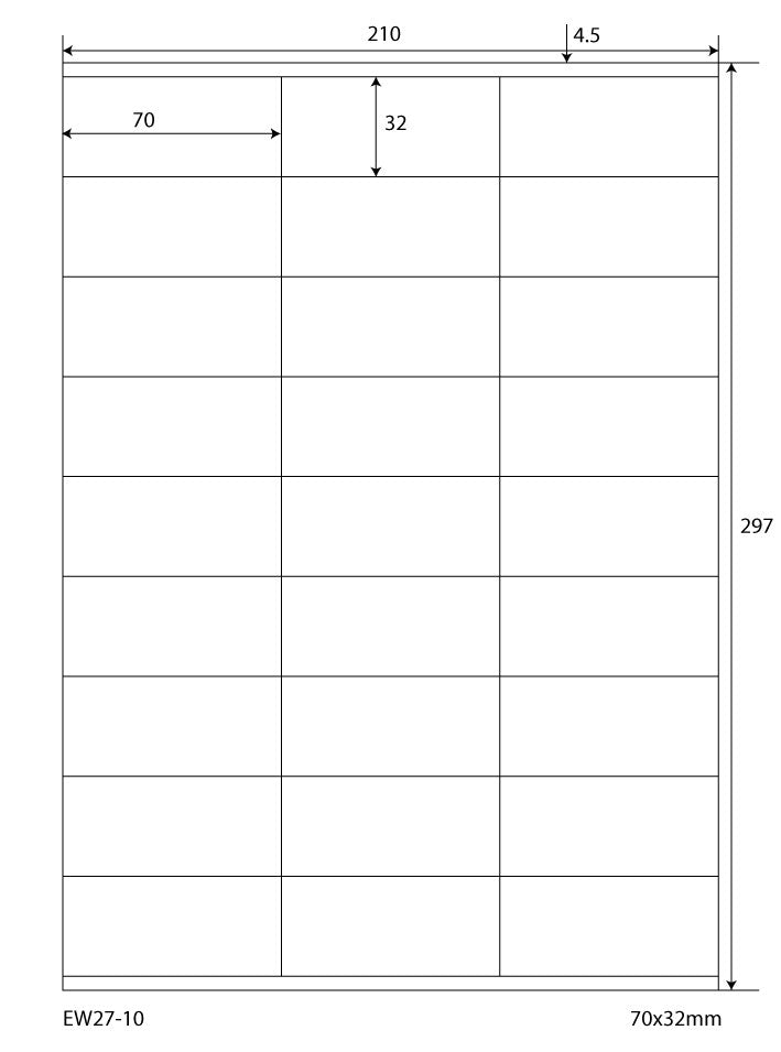 13500 Universaletiketten 70x32mm, auf 500 Din A4 Bogen, matt, selbstklebend, 70g EW27-10 von Etikettenworld