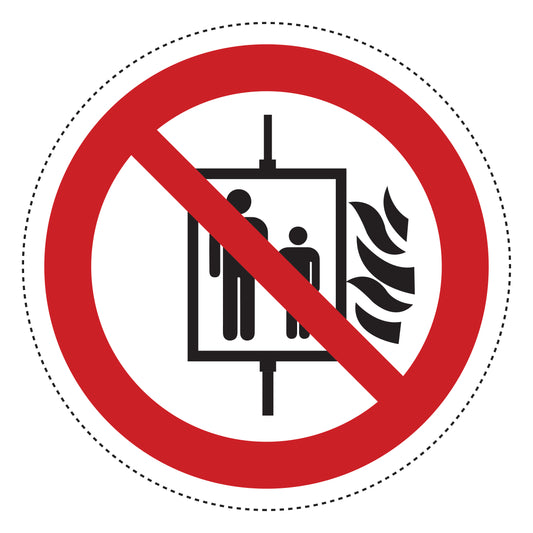 Verbotsaufkleber "Aufzug im Brandfall nicht benutzen" aus PVC Plastik, ES-SI440