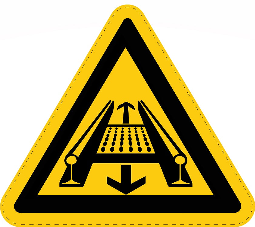 Warnaufkleber "Warnung vor Förderanlage im Gleis" aus PVC Plastik, ES-SIW-029